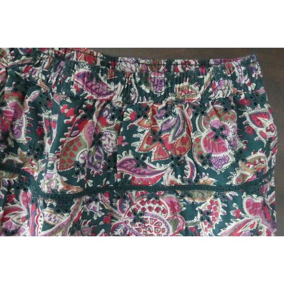 Jennifer & Grace Floral Eyelet Skirt Size M Tiered Embroidered Boho Cotton - Picture 3 of 6